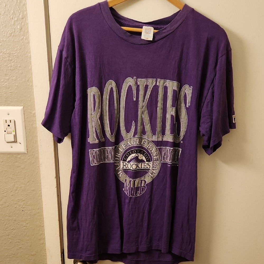 Vintage Colorado Rockies t shirt size L 1993 Logo 7